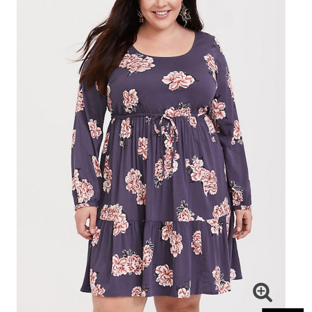 Torrid blue floral challis skater dress size 1